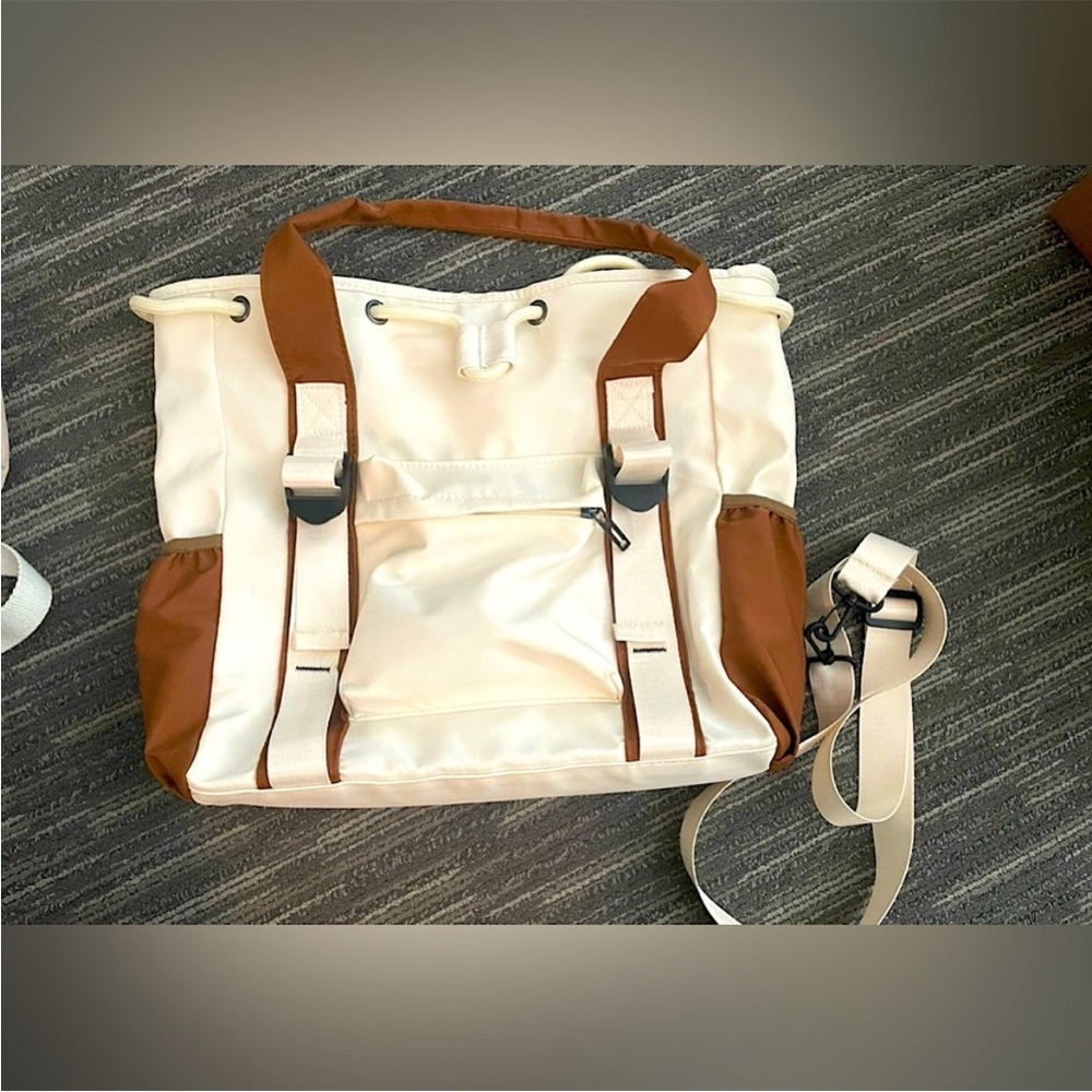 Cream and Brown Tote Bag